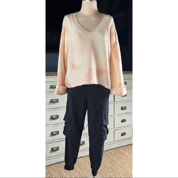 Anthropologie V-Neck Tie Dye Cream Pink Pullover Sweater S - Picture 10 of 14